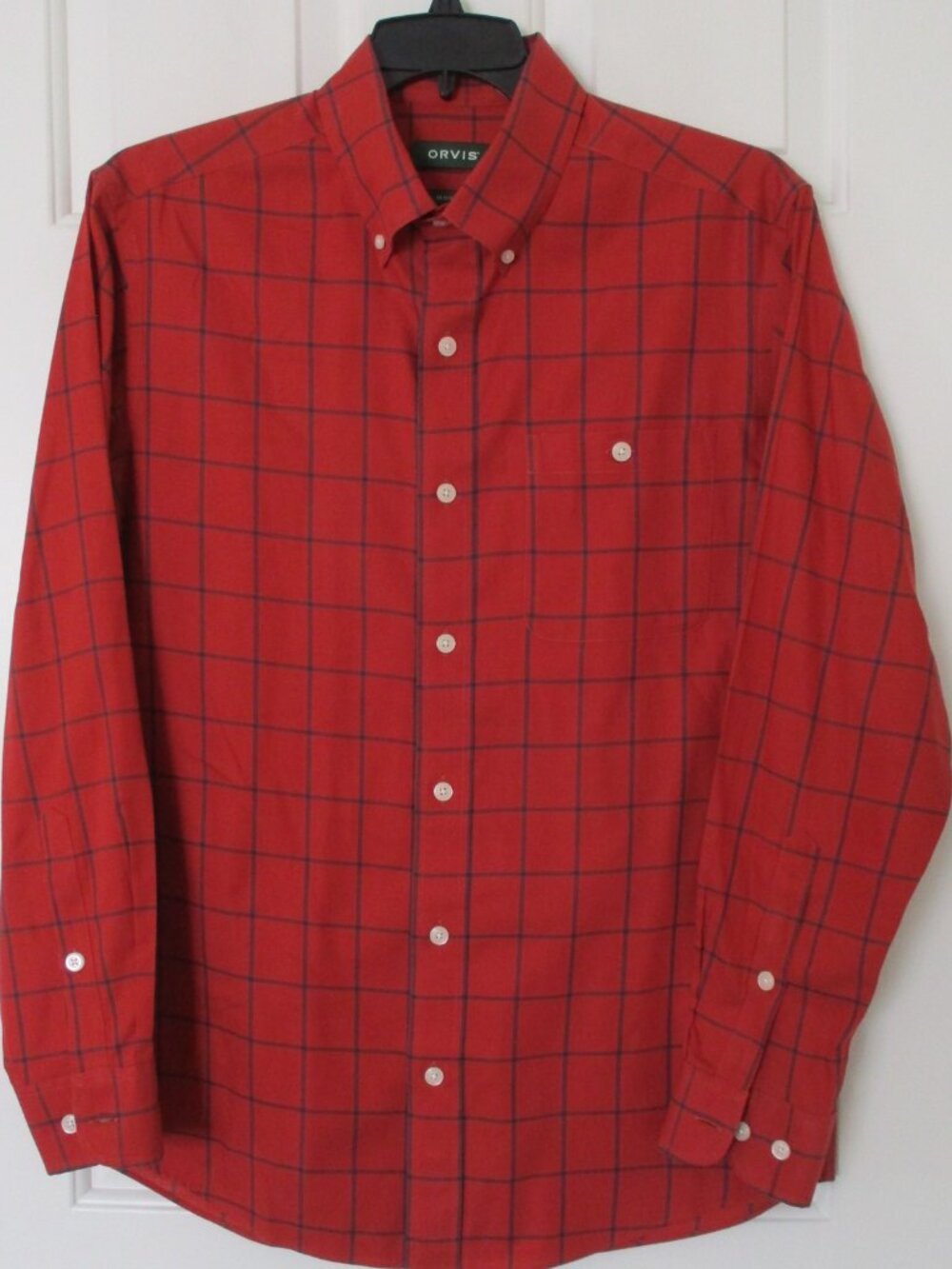 Orvis Mens L/S Stretch Brick Red Cotton Button-down Casual Shirt NWOT - Medium